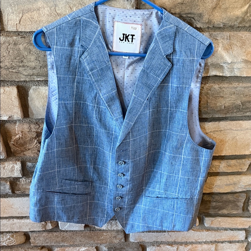 Men's Blue Plaid Vest